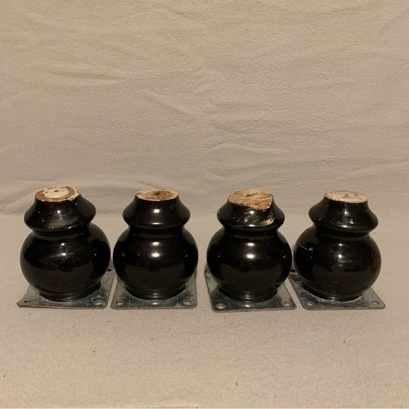 n/a Other - 4 Round Wood Furniture Leg Risers 4” Tall screw on Black